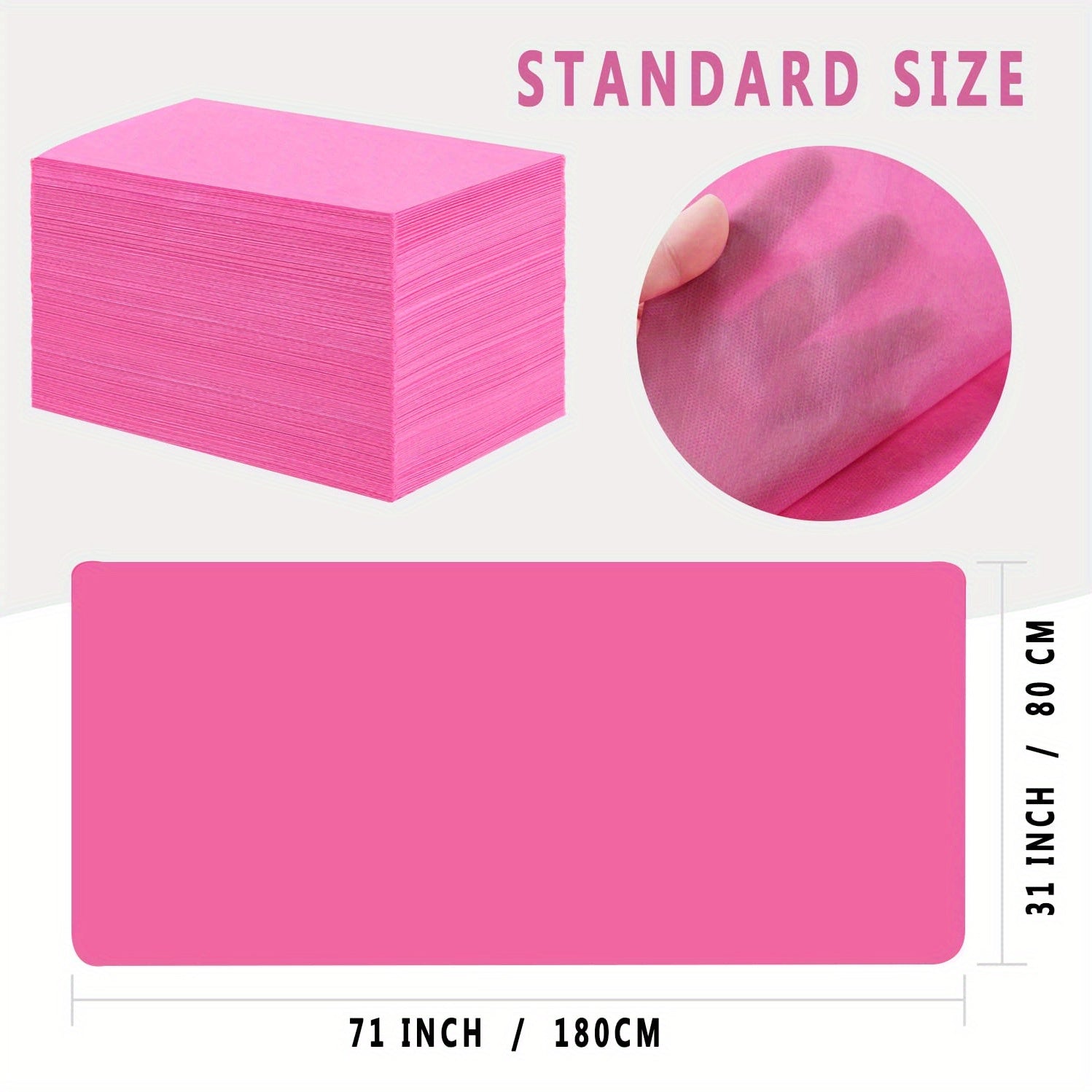 100pcs Disposable Massage Table Sheets - Breathable Non-Woven SPA Bed Covers, 31" x 70", Thin & Flexible, Pink, Not Waterproof, Perfect for Spa and Salon Use, Spa Gifts
